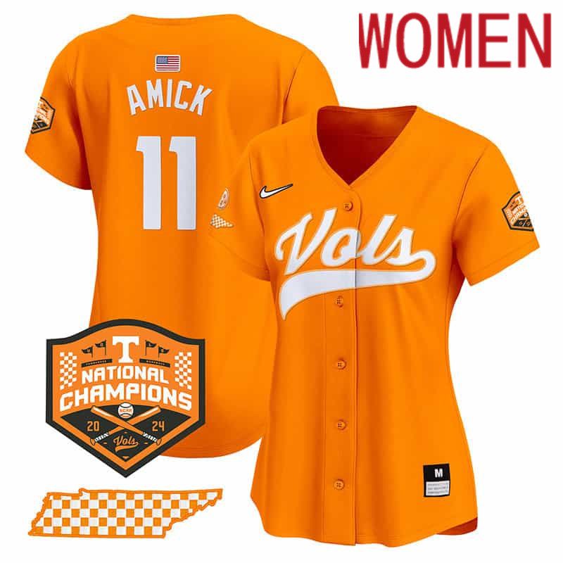 Women Tennessee Volunteers #11 Amick Orange 2024 Nike Champions Vapor Premier Limited NCAA Jersey